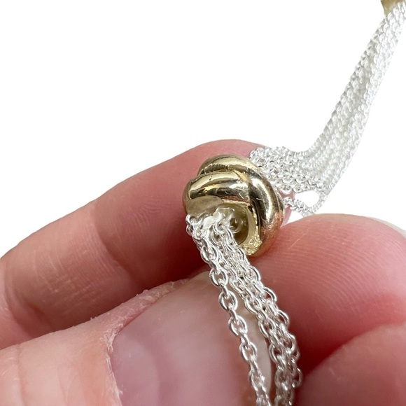 CHAPS Bright Silver Tone Multi Strand & Gold Tone Criss Cross Spacer Necklace - Picture 4 of 10